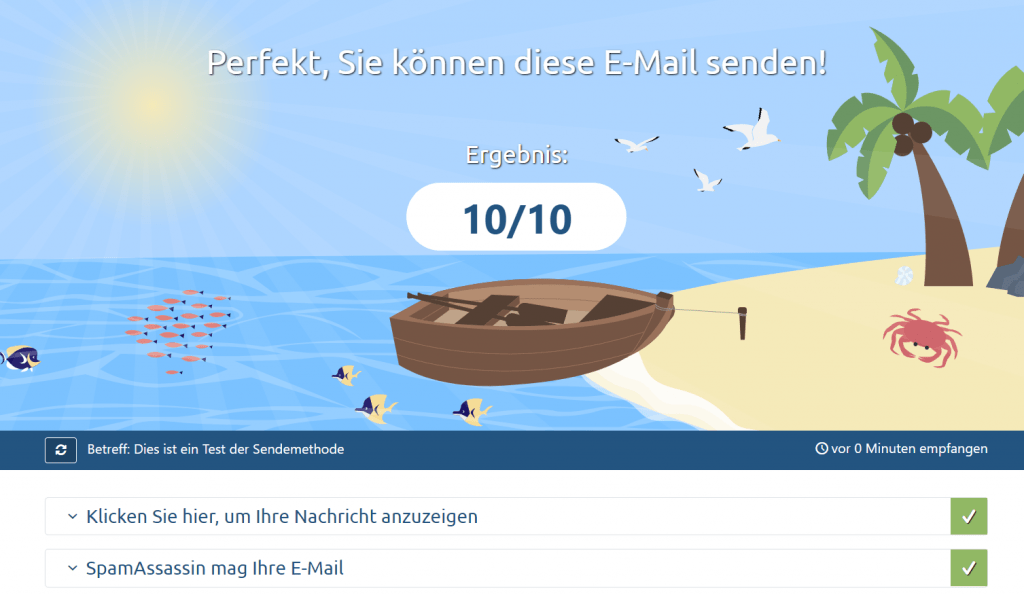 SMTP mit mail-tester.com testen