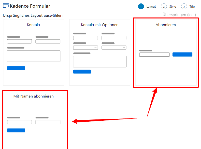 Kadence Formulare für Sales Funnel